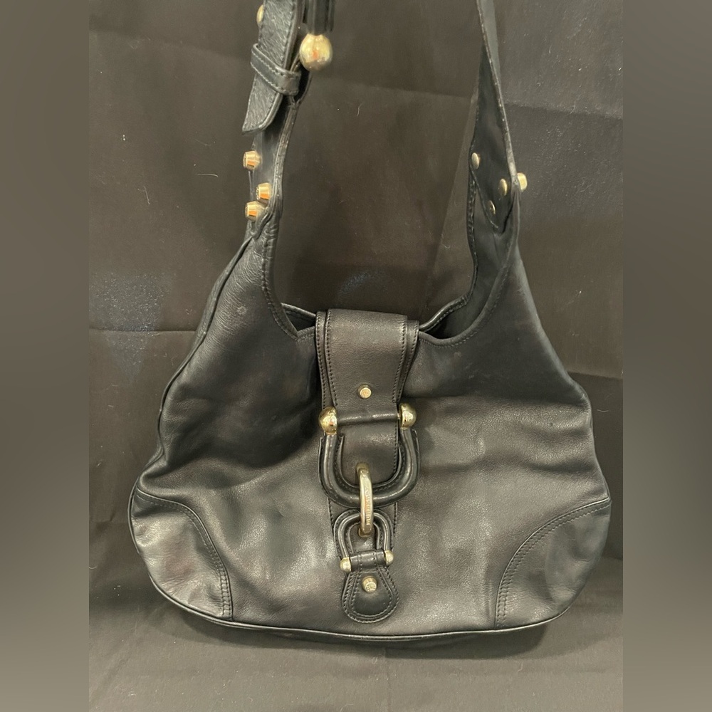 Burberry Hillgate Black Leather Shoulder Bag